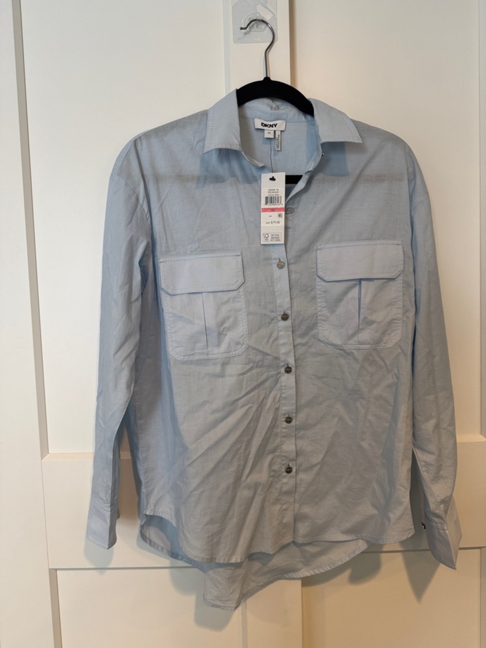 NWT DKNY Light Weight Blue Button-Down Shirt Size XD